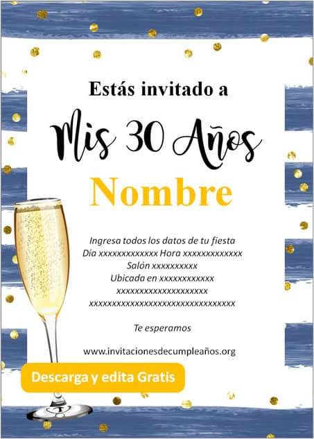 Invitaciones De Cumpleaños Número 30 Gratis